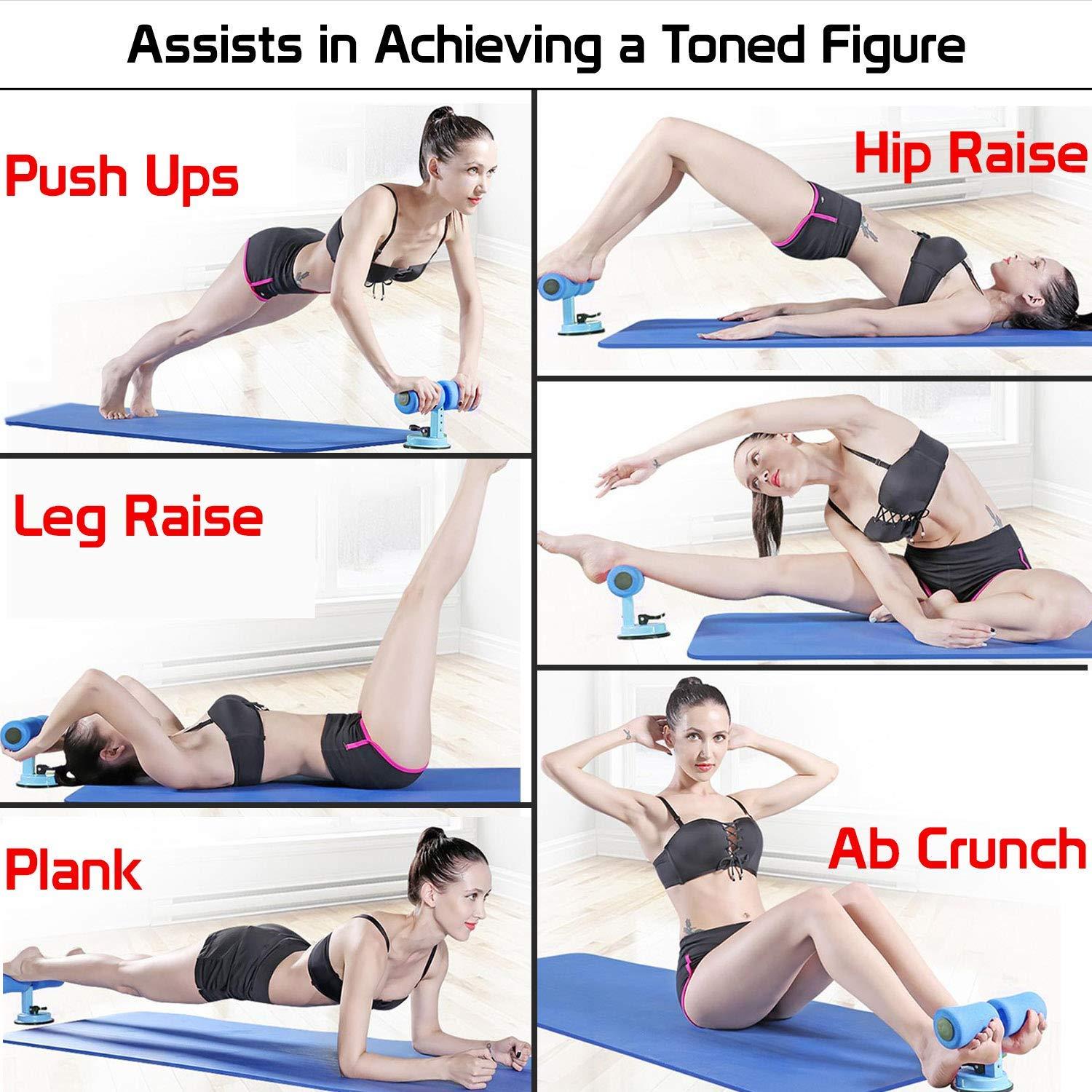 Sit up bar - Self-Suction Sit Up Equiment for Floor - Portable Adjustable Sit Up Bench Abdominal Muscle Toner for Home Workouts