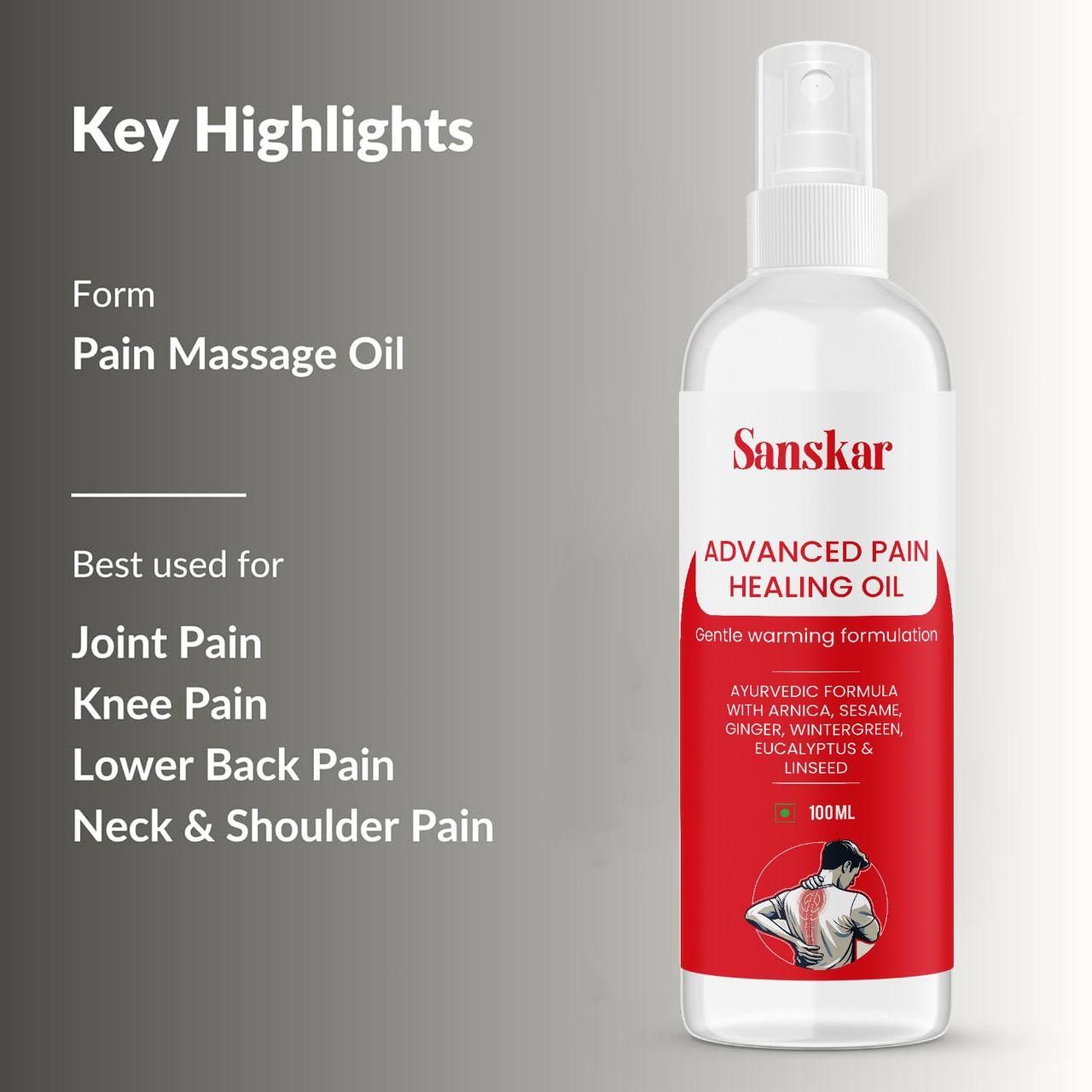 Advanced Pain Healing Oil ? Ayurvedic Arnica, Wintergreen & Ginger Warming Therapy for Joint, Neck, Back & Muscle Pain Relief ? 100ml