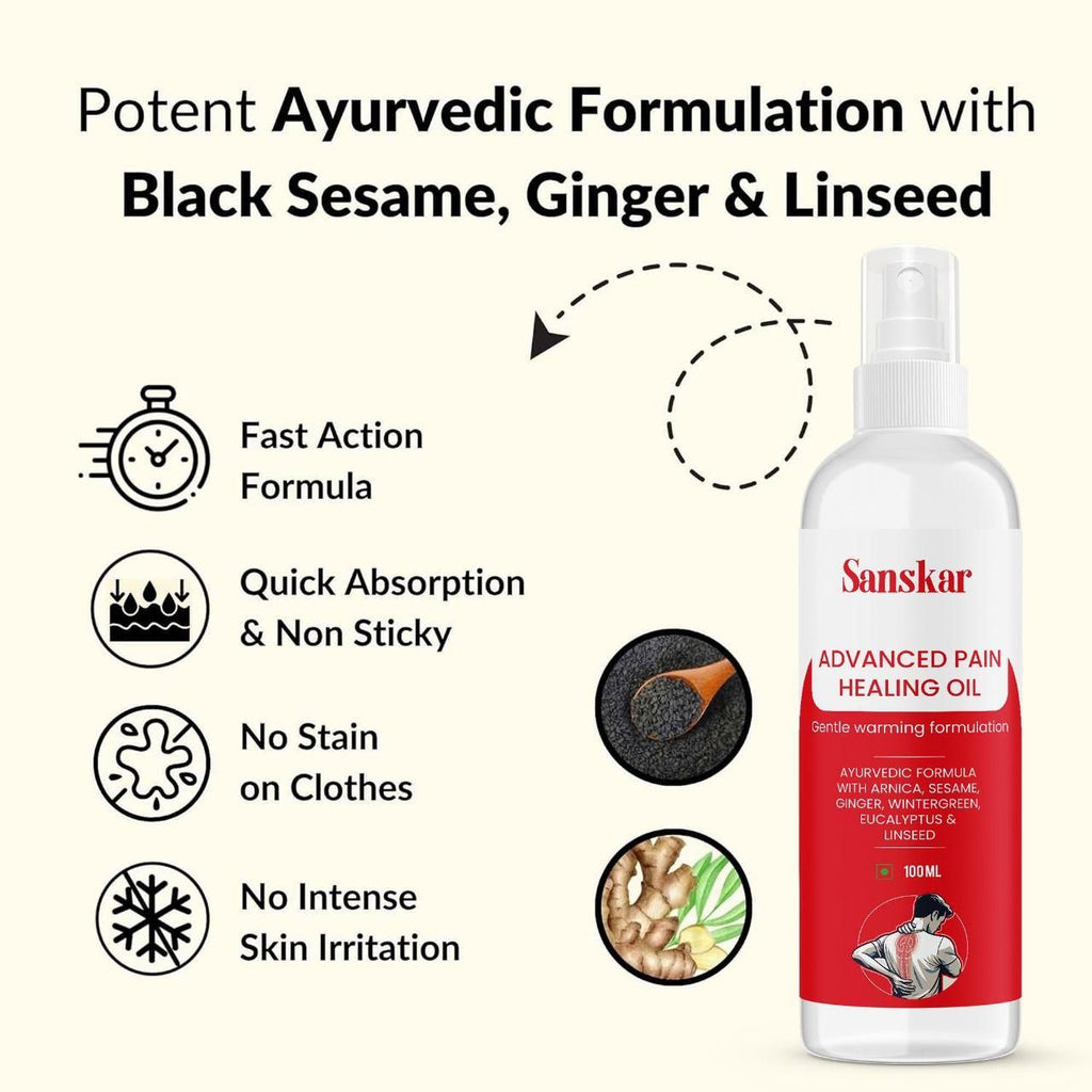Advanced Pain Healing Oil ? Ayurvedic Arnica, Wintergreen & Ginger Warming Therapy for Joint, Neck, Back & Muscle Pain Relief ? 100ml