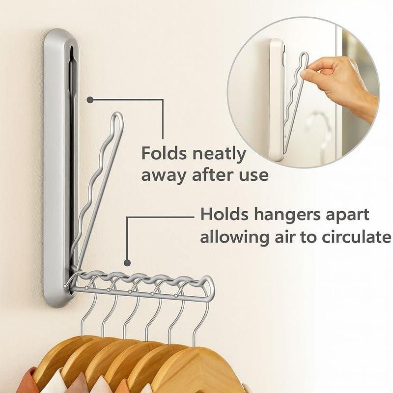 Compact Folding Rail Holder With 5 Hangers Capacity
